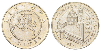 Литва 1 лит 2004 425 лет Вильнюсскому университету KM 137 медно-никель aUNC 4624-514