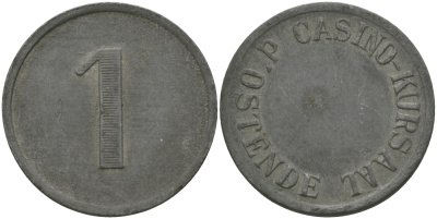 Ливан 1 жетон 1920? казино KURSAAL d'OSTENDE цинк 98-846