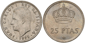 Испания 25 песет 1975 (78) Хуан Карлос I (1975-2014) KM 808 медно-никель 94-835