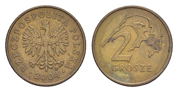 Польша 2 гроша 2004 Y 277 марганец латунь 4625-212