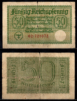 Германия 50 рейхспфеннигов ND (1940-1945) Pick R135 бумага 6352-48-1-1