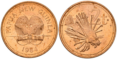 Папуа-Новая Гвинея 2 тойя 1984 Елизавета II (1953-) KM 2 бронза 4571-253