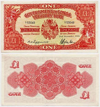 ТОНГА 1 ФУНТ 1964 Pick 11 e бумага UNC (ПРЕСС) 000-000-00