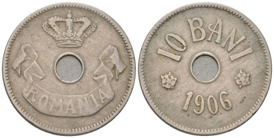 Румыния 10 бань (бани) 1906 Кароль I (1881-1914) KM 32 медно-никель 218-442