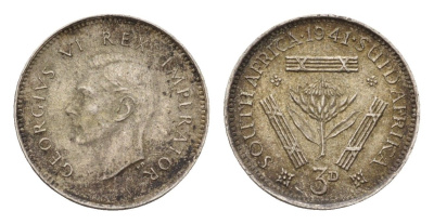 ЮАР 3 пенса 1941 Георг VI (1936-1952) KM 26 серебро 4564-759