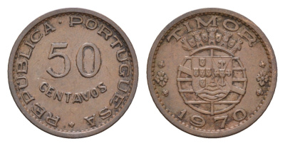 Португальский Тимор 50 сентаво 1970 год-тип KM 18 бронза 4669-737