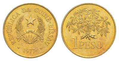 Гвинея-Бисау 1 песо 1977 KM 18 алюминиевая бронза UNC 4630-1123