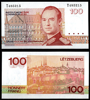 Люксембург 100 франков 1993 великий герцог Жак, вид города, серия T Pick 58 b бумага UNC (пресс) 8603-23-1-2