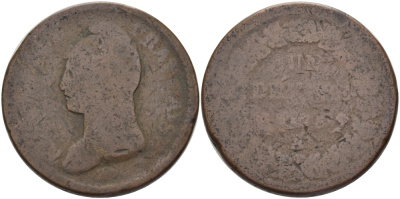 Франция 1 десимо 1796-1797 A, республика, L'AN 5 KM 637.1 (C136.1) бронза 3460-244