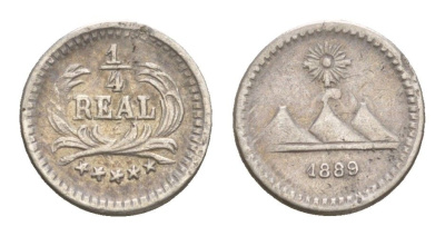 Гватемала 1/4 реала 1889 KM 158 серебро 1520-741