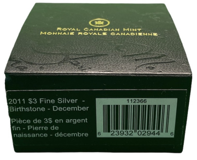 Канада 3 доллара 2011 на день рождения, декабрь, камень месяца циркон KM NEW серебро PROOF 4-3-4-34