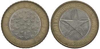 Словения 3 евро 2008 председательство Словении в ЕС KM 81 биметалл 107-335