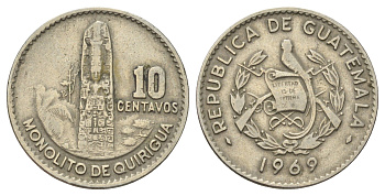 Гватемала 10 сентаво 1969 KM 267 медно-никель 4393-935