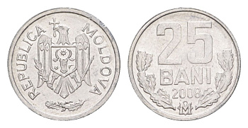 Молдавия (Молдова) 25 бань (бани) 2008 KM 3 алюминий UNC 4632-763