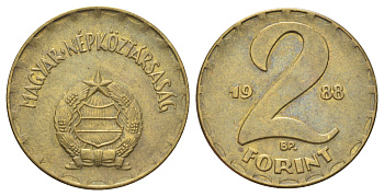 Венгрия 2 форинта 1988 BP KM 591 латунь UNC 4699-1132