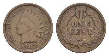 США 1 цент 1902 голова свободы KM 90a бронза 4647-922