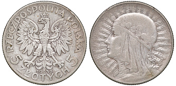 Польша 5 злотых 1933 королева Ядвига KM 21 серебро 4168-142