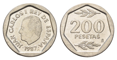 Испания 200 песет 1987 Хуан Карлос I (1975-2014) KM 829 медно-никель 3999-1324