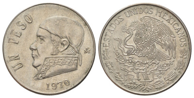 Мексика 1 песо 1970 Хосе Мария Морелос KM 460 медно-никель 4595-256