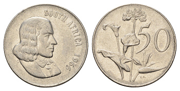 ЮАР 50 центов 1966 Ян ван Рибек (1619-1677), South Africa, легенда на английском, Зантедеския Эллиота (калла) KM 70.1 никель 4604-954