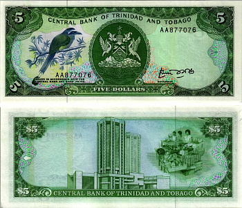 ТРИНИДАД И ТОБАГО 5 ДОЛЛАРОВ 1985 ПОДПИСЬ 4 Pick 37а бумага UNC (ПРЕСС) 7183-31-2-1