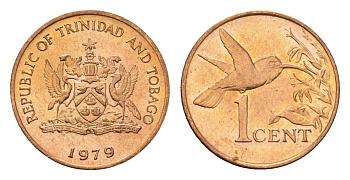 Тринидад и Тобаго 1 цент 1979 колибри KM 29 бронза UNC M71-13