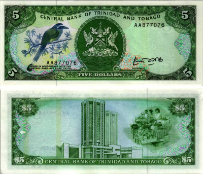 ТРИНИДАД И ТОБАГО 5 ДОЛЛАРОВ 1985 ПОДПИСЬ 4 Pick 37а бумага UNC (ПРЕСС) 7183-31-2-1