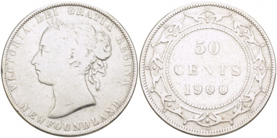 Ньюфаундленд 50 центов 1900 Виктория (1837-1901) KM 6 серебро 650-1211