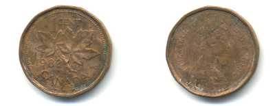 Канада 1 цент 1982 Елизавета II (1952-2022), кленовый лист KM 132 бронза 177-1367