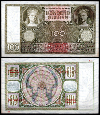 Нидерланды 100 гульденов 1944 "Мария Магдалина" (автор Ян Скорель) Pick 51 c бумага aUNC 451-1137-2