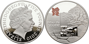 Великобритания 5 фунтов 2010 Елизавета II (1952-2022), XXX летние Олимпийские Игры в Лондоне в 2012, дорога гигантов KM 1152, Spink LO44 серебро PROOF 00-00