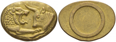 АНТИКА ЖЕТОН ND БИТВА ЛЬВА С БЫКОМ желтый металл 4545-134