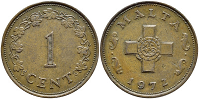 Мальта 1 цент 1972 KM 8 бронза 4395-242