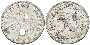 ГЕРМАНИЯ 50 РЕЙХСПФЕННИГОВ 1940 G KM 96, J. 372 алюминий 4182-723