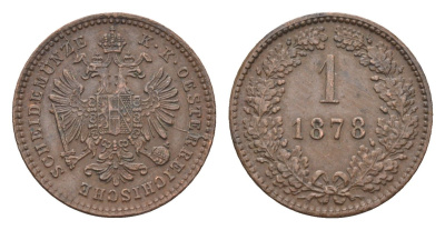 Австрия 1 крейцер 1878 Франц Иосиф I (1848-1916) KM 2186 медь 4152-625