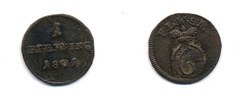 Левенштайн-Вертхайм 1 пфенниг 1801 02-205-38