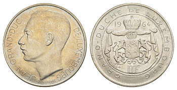 Люксембург 100 франков 1964 Великий герцог Жан (1964-1999) KM 54 серебро 1516-233