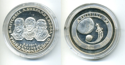 США медаль 1971 космос, Аполлон 14, 50,09 гр, 50 мм серебро PROOF 1079-7-41