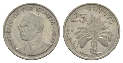 Гамбия 25 бутутов 1971 KM 11 медно-никель 4641-945
