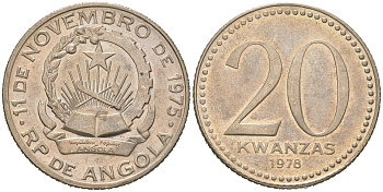 Ангола 20 кванз 1978 KM 87 медно-никель aUNC 4619-1111