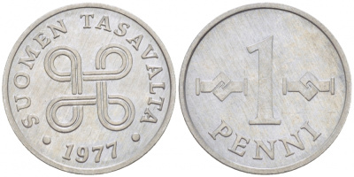Финляндия 1 пенни 1977 KM 44а алюминий 3996-1033