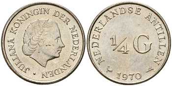 Нидерландские Антилы 1/4 гульдена 1970 Юлиана (1948-1980) KM 4 серебро 4152-1056