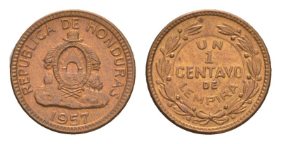 Гондурас 1 сентаво 1957 KM 77.2 бронза UNC 4649-762