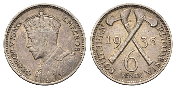 Южная Родезия 6 пенсов 1935 Георг V (1910-1936) KM 2 серебро 270-814