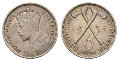 Южная Родезия 6 пенсов 1935 Георг V (1910-1936) KM 2 серебро 270-814