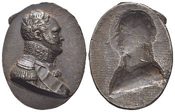 Россия плакетка XIX век профиль Александра I железо 00-810-67