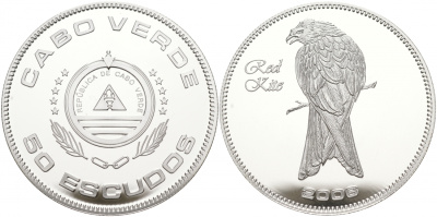 Кабо-Верде 50 эскудо 2006 красный коршун KM 50 серебро PROOF M7-15