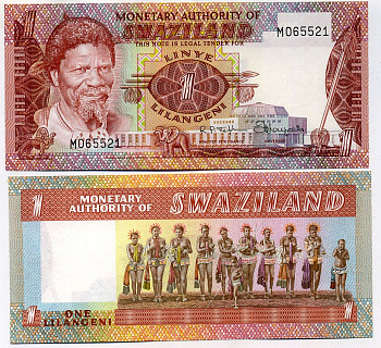 Свазиленд 1 лилангени 1974 Pick 1 бумага UNC (пресс) 000-00-00