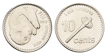 Фиджи 10 центов 2012 Елизавета II (1952-2022), булава KM 333 сталь плакированная никелем UNC 4697-738