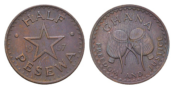 Гана 1/2 песевы 1967 KM 12 бронза 4682-645
